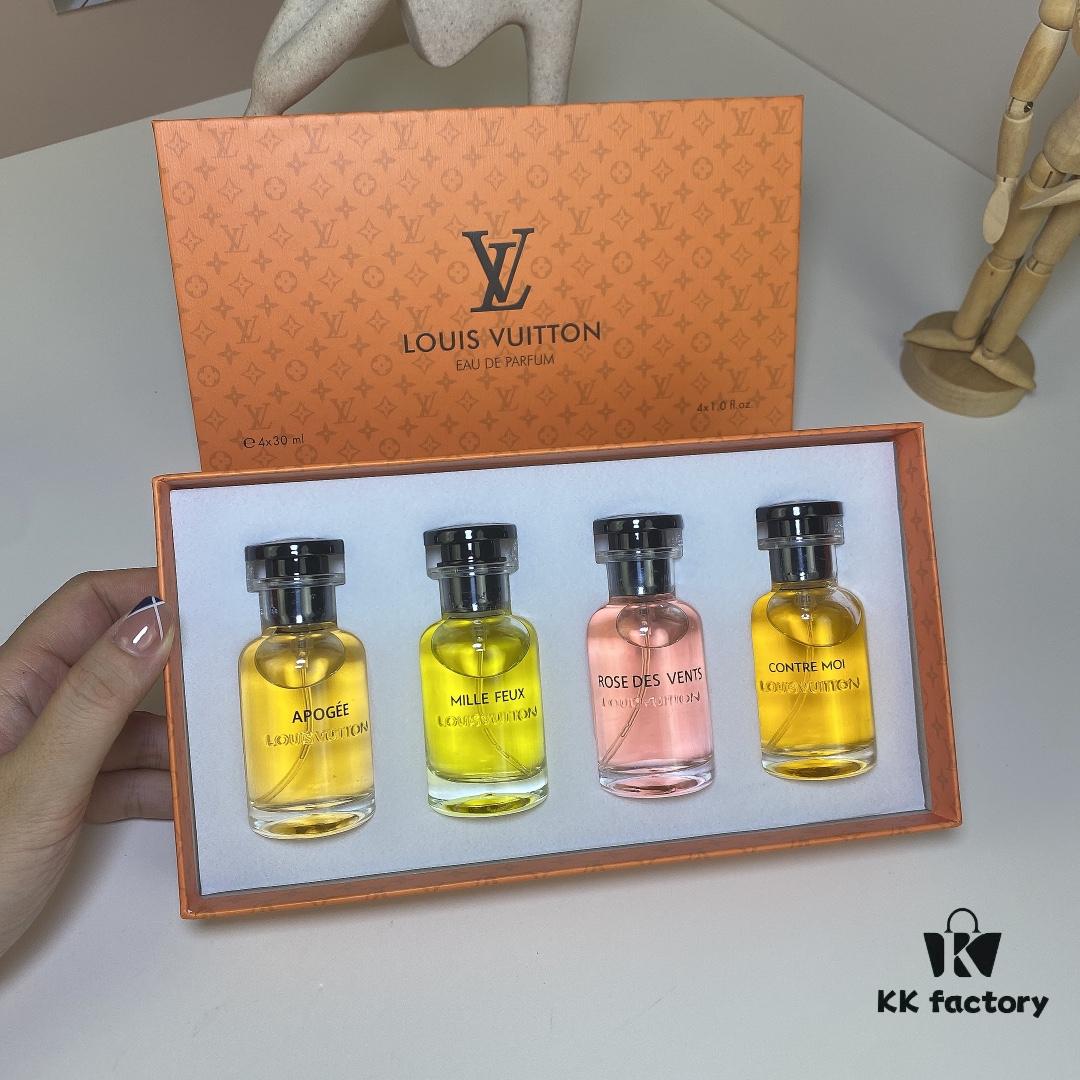 6931f5093a89a121ed546c97 Louis Vuitton Travel Set of 4 Mini Perfumes 30ml×4 with Spray Heads, Including: Rose des Vents, L'Immensité, Sur la Route, Briller