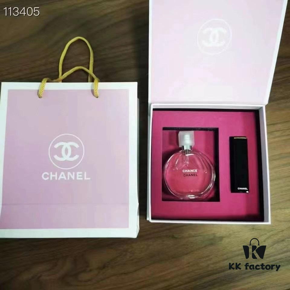 6931f52a3a89a121ed546dfc Chanel Perfume and Lipstick Set! Includes: Pink Fantasy 50ml, Press 58#