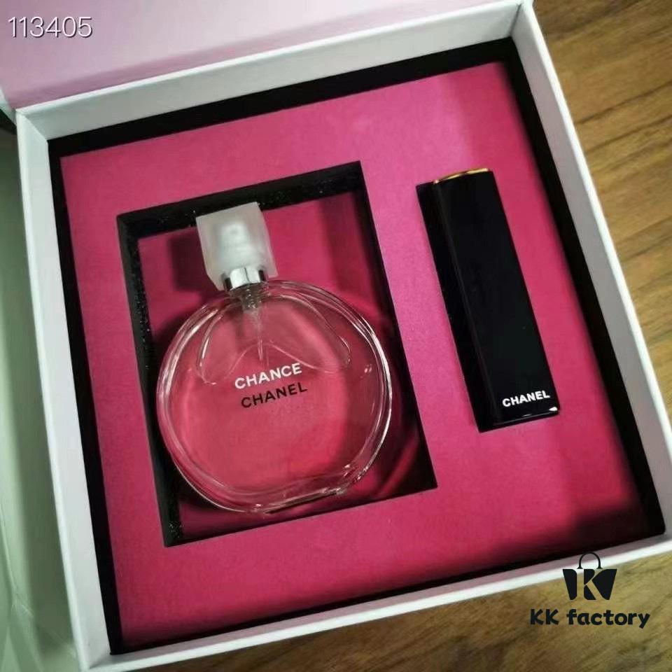 6931f52a3a89a121ed546dfd Chanel Perfume and Lipstick Set! Includes: Pink Fantasy 50ml, Press 58#