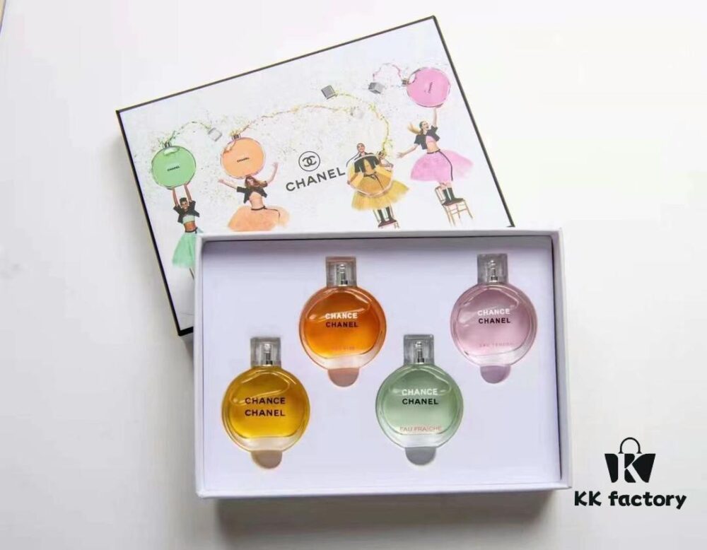 6931f52a3a89a121ed546e00 Chanel Chance Perfume Sample Set 7.5ML Four-Piece, Including Yellow, Orange, Green, and Pink Variants