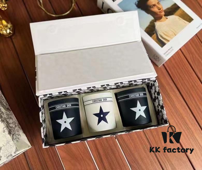 New Dior Mini Perfumed Candle Set of 3, Featuring the Iconic Star Pattern