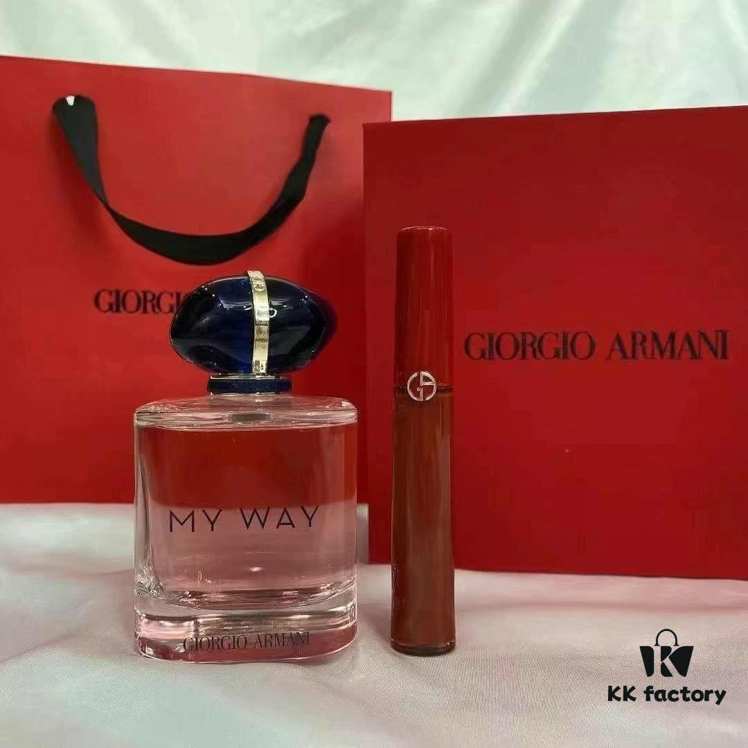 6931f5713a89a121ed54719f Armani My Way Perfume and Lip Gloss Set with Gift Bag, Includes 90ml My Way Perfume and Red Tube Lip Gloss #405