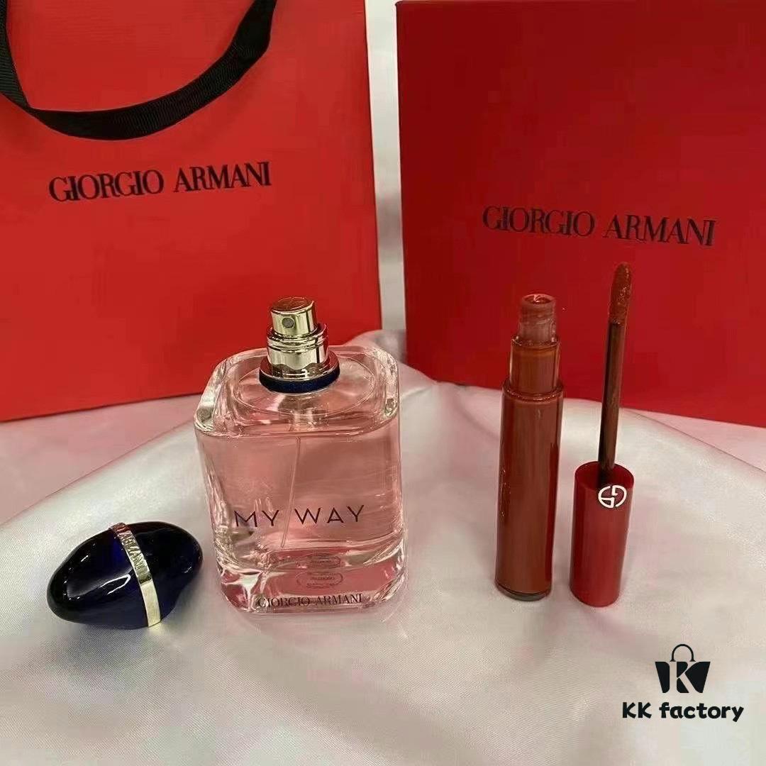 6931f5713a89a121ed5471a1 Armani My Way Perfume and Lip Gloss Set with Gift Bag, Includes 90ml My Way Perfume and Red Tube Lip Gloss #405