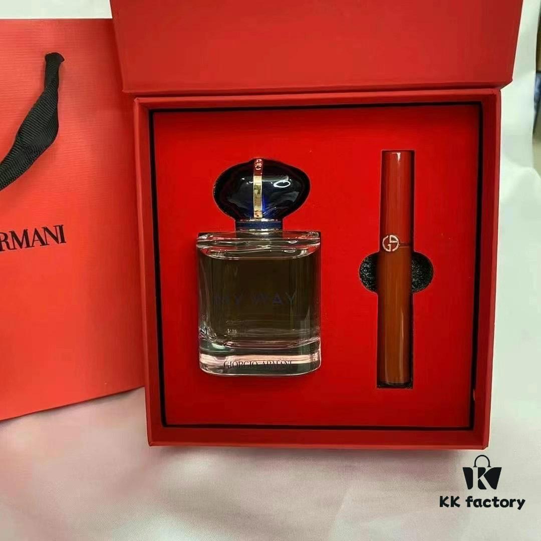 6931f5713a89a121ed5471a2 Armani My Way Perfume and Lip Gloss Set with Gift Bag, Includes 90ml My Way Perfume and Red Tube Lip Gloss #405