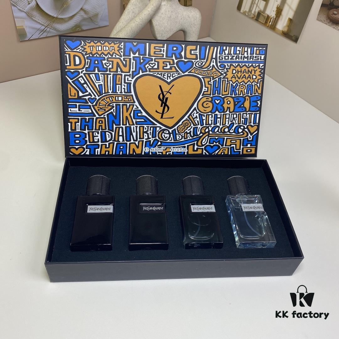 6931f5793a89a121ed547207 Yves Saint Laurent Y Men's Four-Piece Set 30ml*4 with Spray Heads, Including Eau de Toilette, Eau de Parfum, Parfum Edition, and Intense Edition