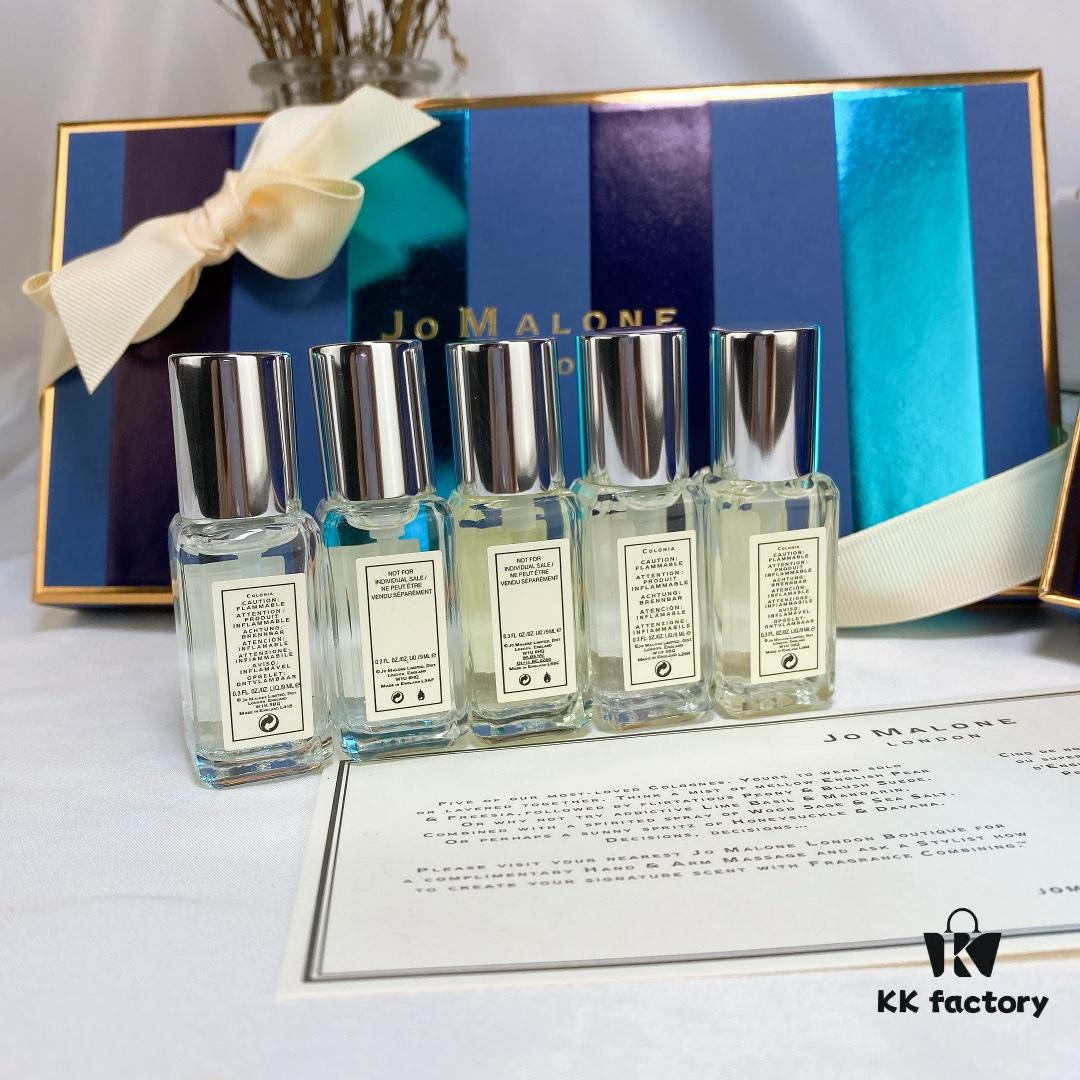 6931f60e3a89a121ed5479a0 Jo Malone Counter Exclusive Christmas Blue 5-Piece Set, Mini 9ml Each with Atomizer, ️ Authentic Hexagonal Sprayer, Scents: Lime, English Pear, Honeysuckle, Peony, Sea Salt