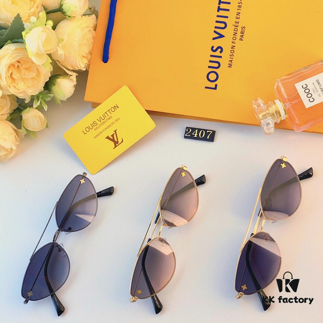 6931f63d3a89a121ed547c0a LV 2024 New Fashion Cat-Eye Sunglasses for Women, Stylish European and American Design, Cross-border Sunglasses