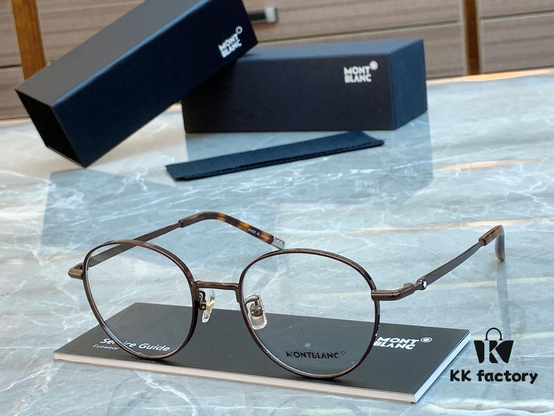 Ultra-light 100% Titanium TITANIUM New Model [MONT BLANC*] MONTBLANC MB0172OJ Round Frame Hexagonal White Star 🌟 Five-star Recommended Unisex Eyeglass Frame, Stylish Full-rim Optical Myopia Frame, High-end Quality! Size: 49□21-145 Eyeglasses Sunglasses