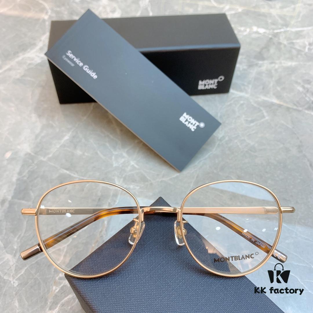 Ultra-light Pure Titanium TITANIUM New Model [MONT BLANC*] MONTBLANC MB0172OJ Round Frame Hexagonal White Star 🌟 Five-star Recommended, Unisex Eyeglass Frame, Stylish Full-rim Optical Myopia Frame, High-end Quality! Size: 49-21-145 Glasses Sunglasses