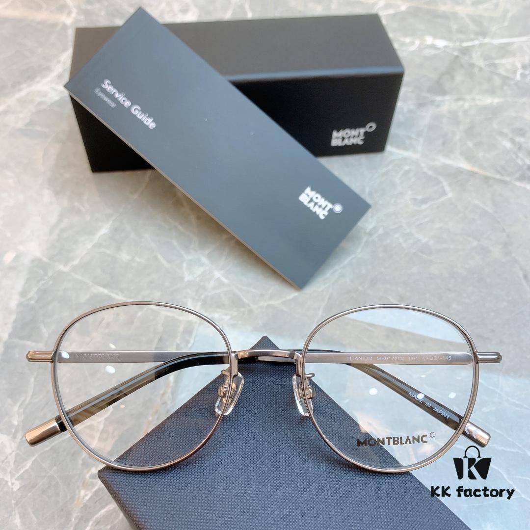Ultra-light Pure Titanium TITANIUM New Model [MONT BLANC*] MONTBLANC MB0172OJ Round Frame Hexagonal White Star 🌟 Five-star Recommended, Unisex Eyeglass Frame, Stylish Full-rim Optical Myopia Frame, High-end Quality! Size: 49-21-145 Glasses Sunglasses