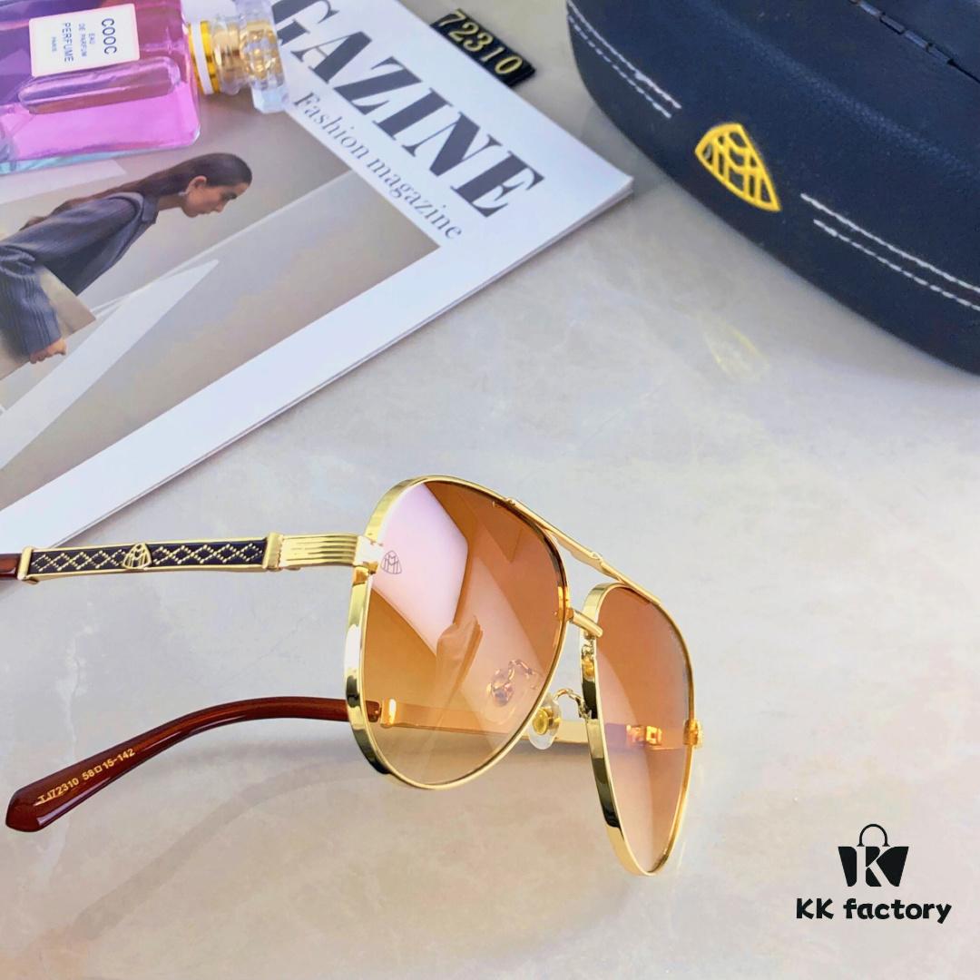 6931f66e3a89a121ed547ece Maybac* European and American Fashion Metal Oversized Cat-Eye Sunglasses, Double-Bridge Unisex Pilot Sun Glasses, High-End Large Frame Eyewear