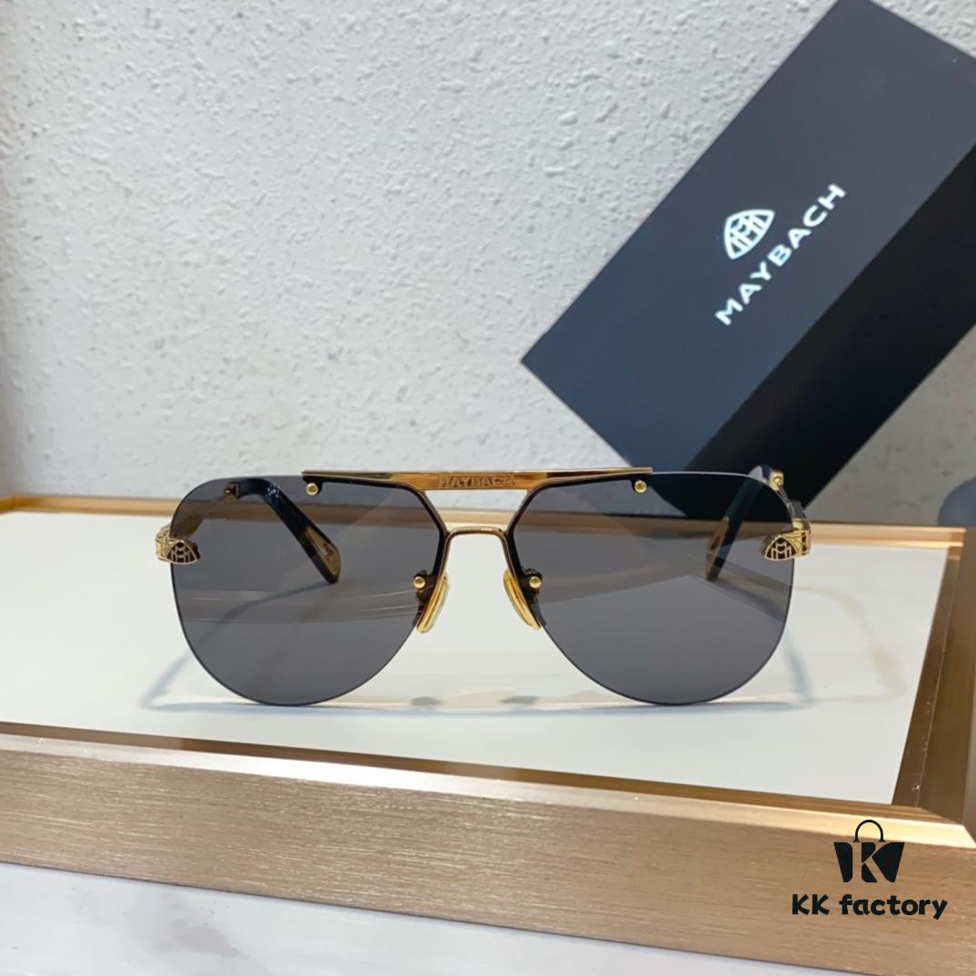 MAYBACH* Luxury K-Gold Vacuum Electroplated HD Blue Film Mirror Sunglasses