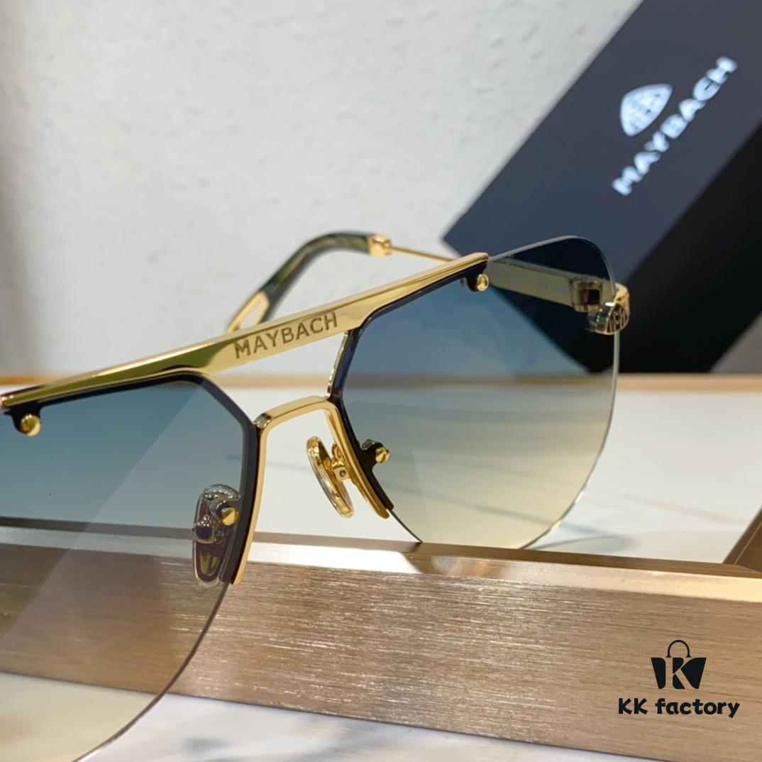 MAYBACH* Luxury K-Gold Vacuum Electroplated HD Blue Film Mirror Sunglasses