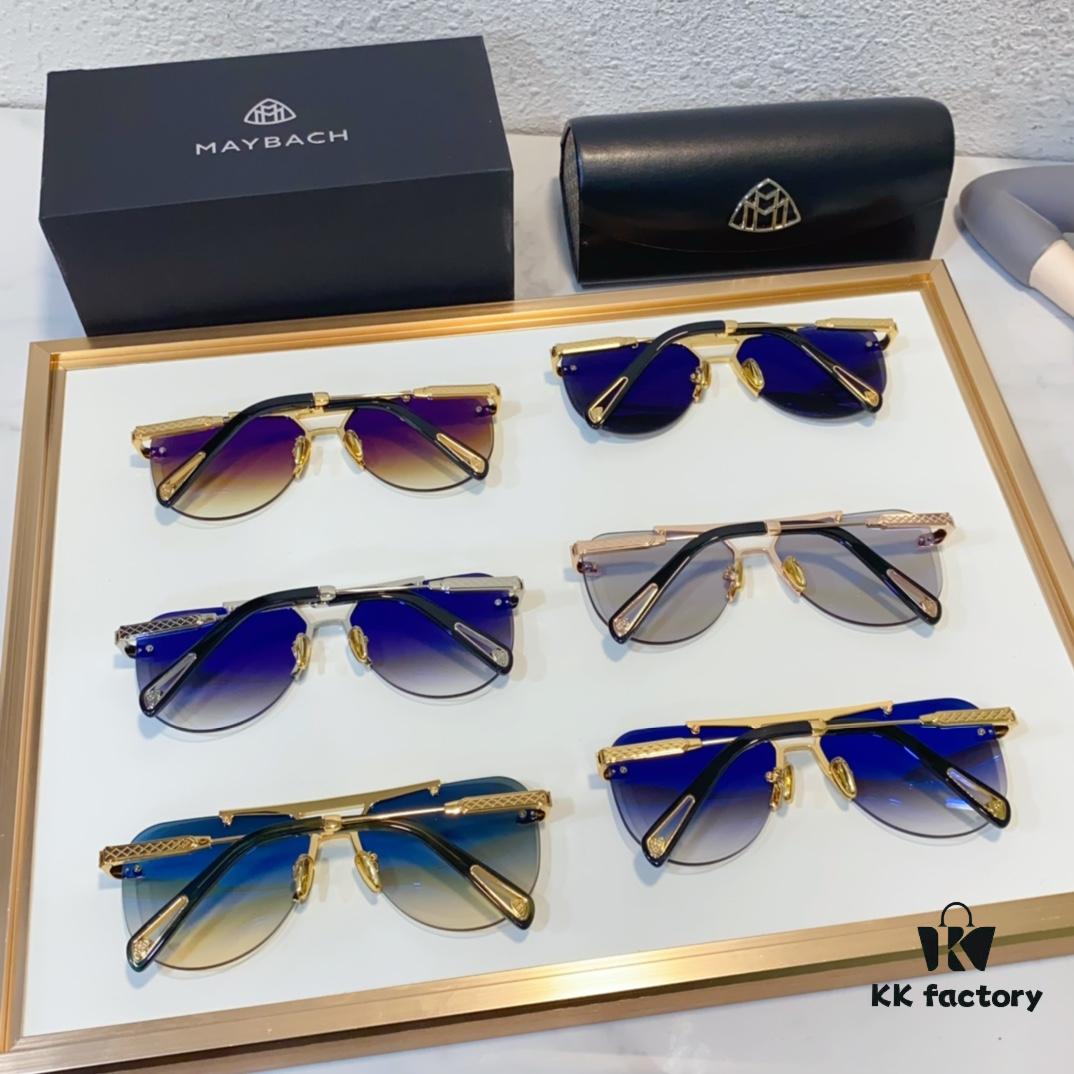 MAYBACH* Luxury K-Gold Vacuum Electroplated HD Blue Film Mirror Sunglasses