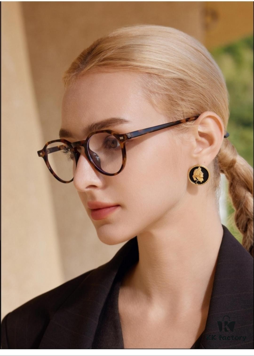 6931f7833a89a121ed548e36 Chane* Jin Chen Same Style Multi-Frame Tortoiseshell Round Eyeglasses for Women, Prescription Ready, Leopard Print Frame, Sunglasses