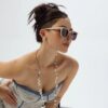 New CHANEL Square Sunglasses with Pearl Accents and Metallic Bridge