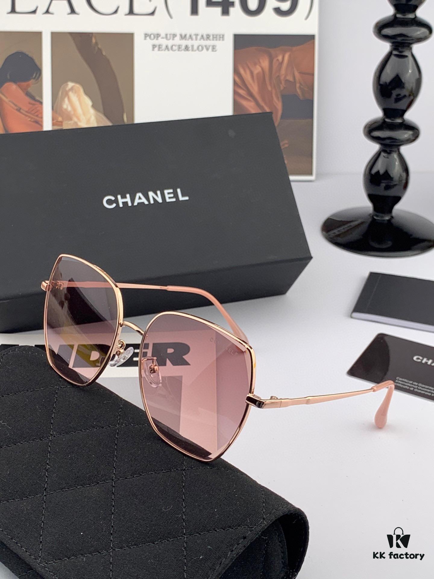 CHANEL New Nylon Polarized Sunglasses, Frameless Diamond-Cut Design with Enhanced Texture, Elegant Feminine Style Suitable for Both Large and Small Faces
