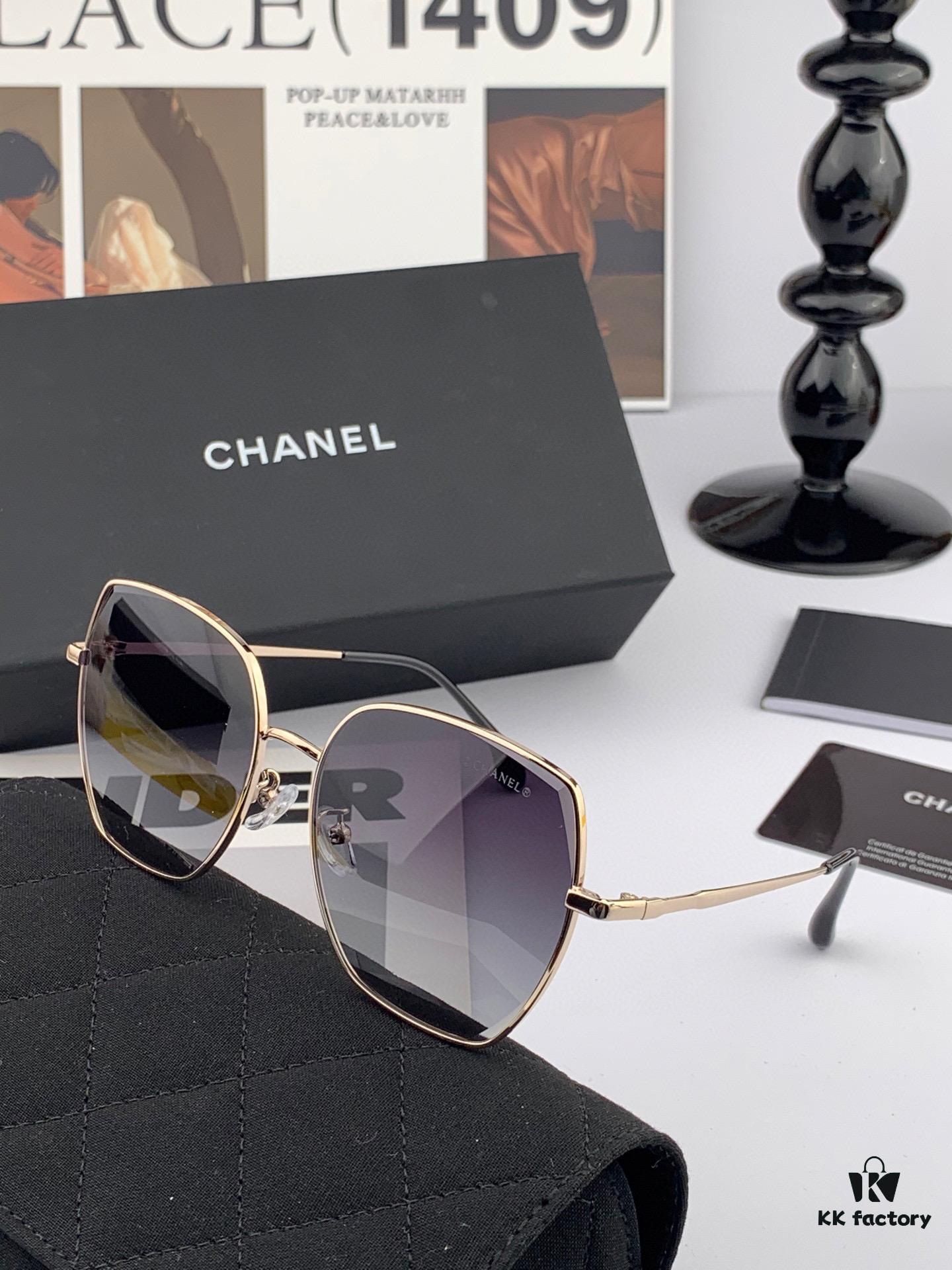 CHANEL New Nylon Polarized Sunglasses, Frameless Diamond-Cut Design with Enhanced Texture, Elegant Feminine Style Suitable for Both Large and Small Faces