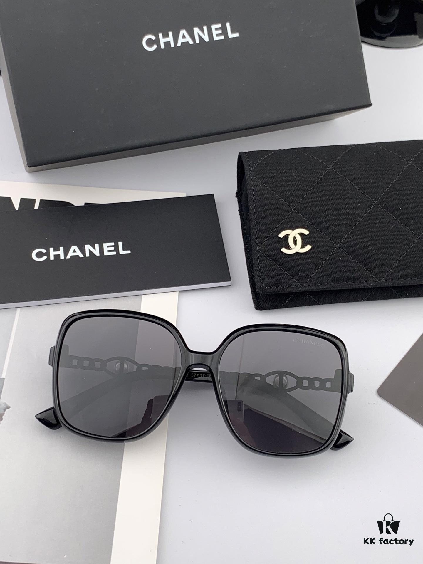 CHANEL 2025 Official Early Spring New Arrival, Popular Style Worn by Many Celebrities – Chanel New Large Frame Pearl-Pattern Polarized Sunglasses, Polarel Ultra-Clear Polarized Sunglasses