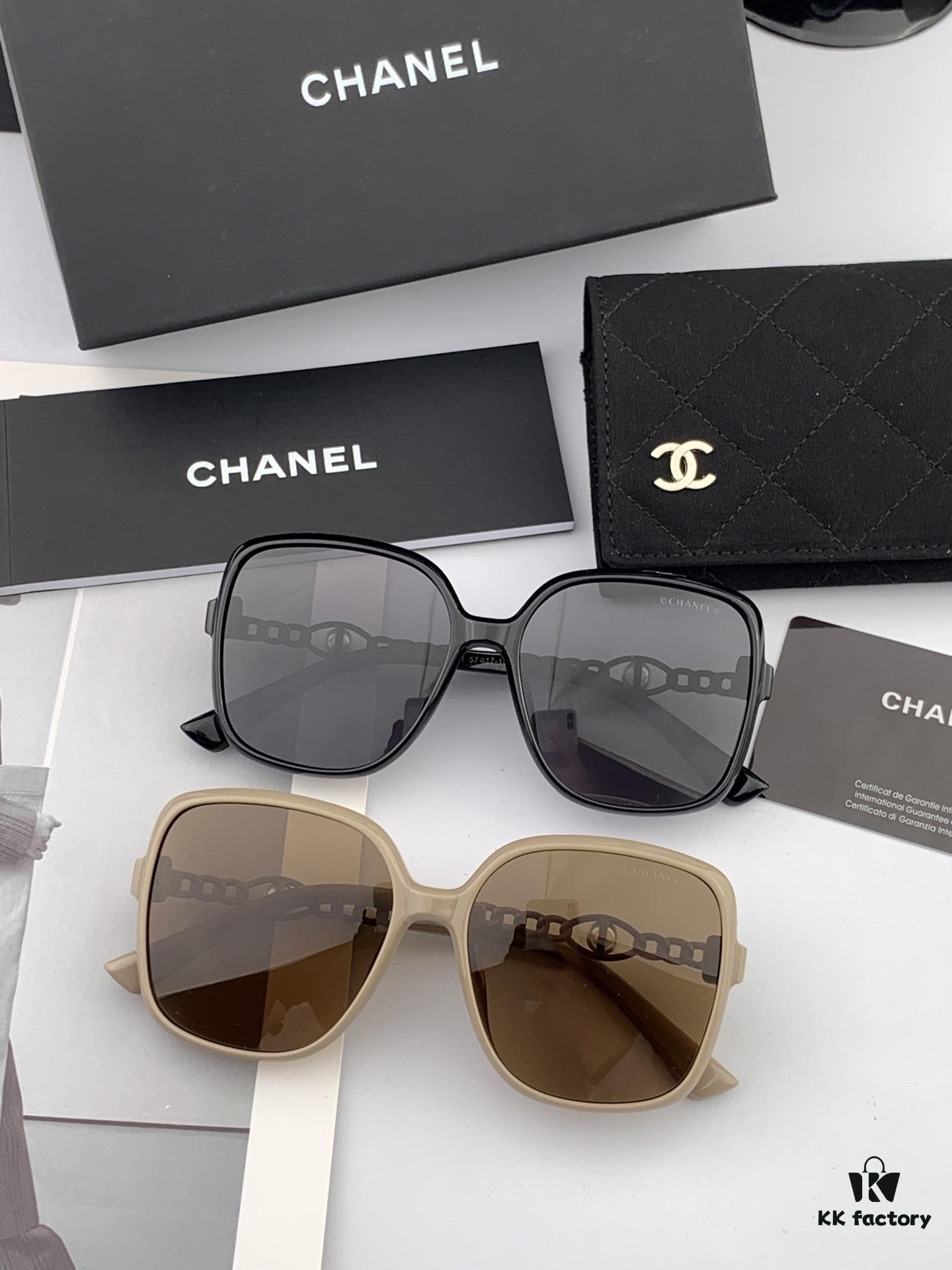 CHANEL 2025 Official Early Spring New Arrival, Popular Style Worn by Many Celebrities – Chanel New Large Frame Pearl-Pattern Polarized Sunglasses, Polarel Ultra-Clear Polarized Sunglasses
