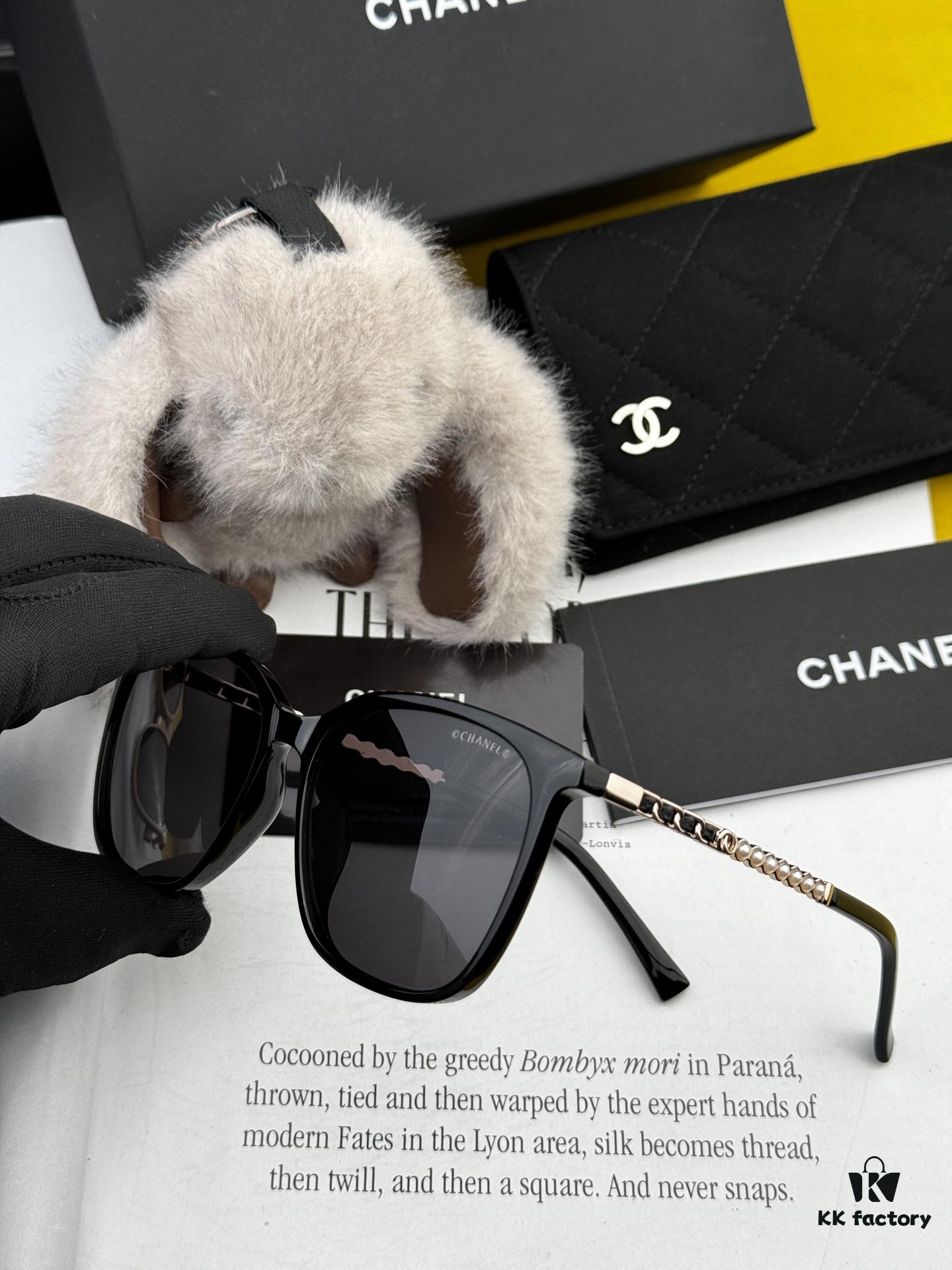 6931f7ce3a89a121ed54925c New CHANEL Square Sunglasses with Pearl Accents and Metallic Bridge