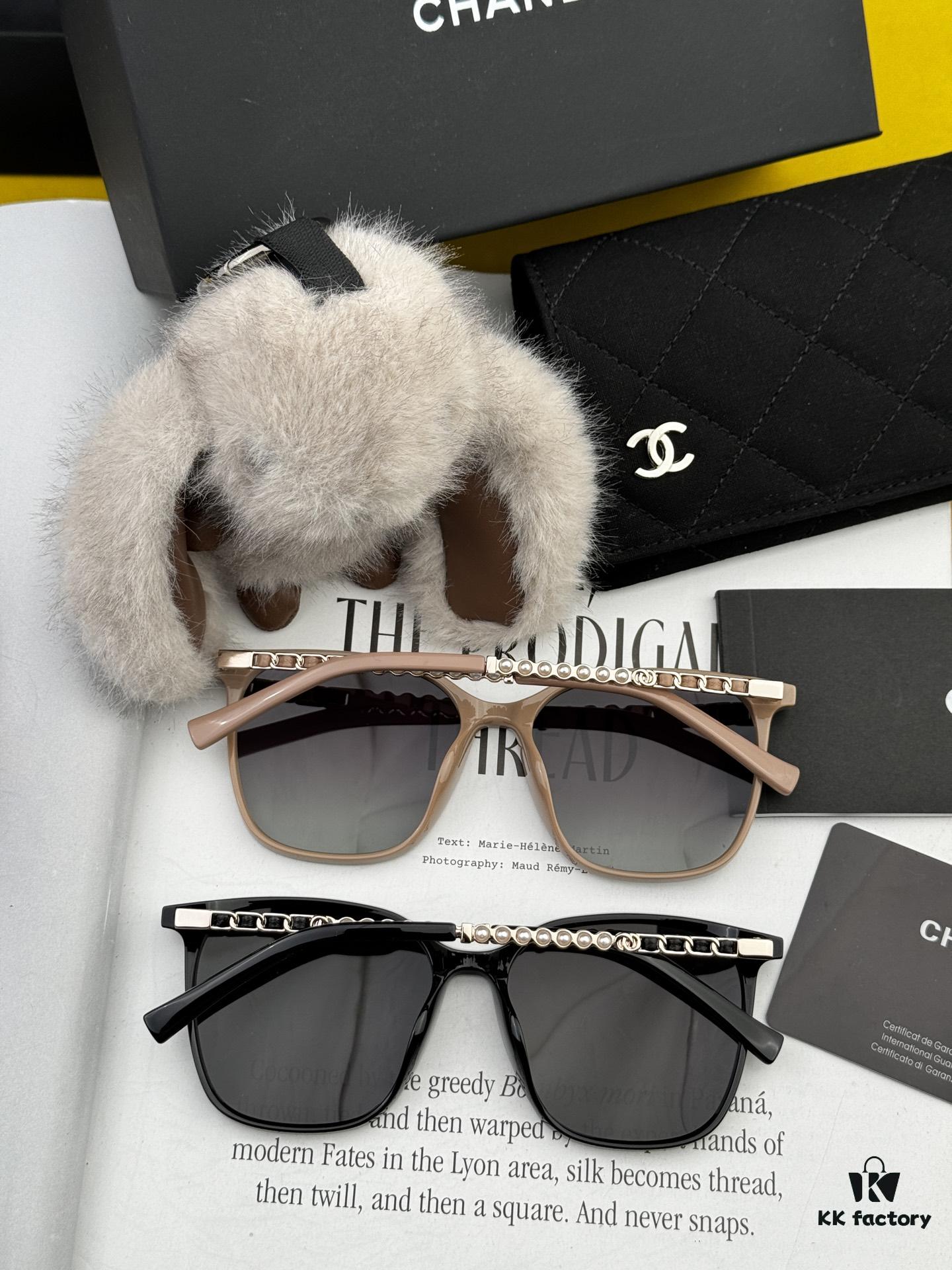 6931f7ce3a89a121ed54925e New CHANEL Square Sunglasses with Pearl Accents and Metallic Bridge