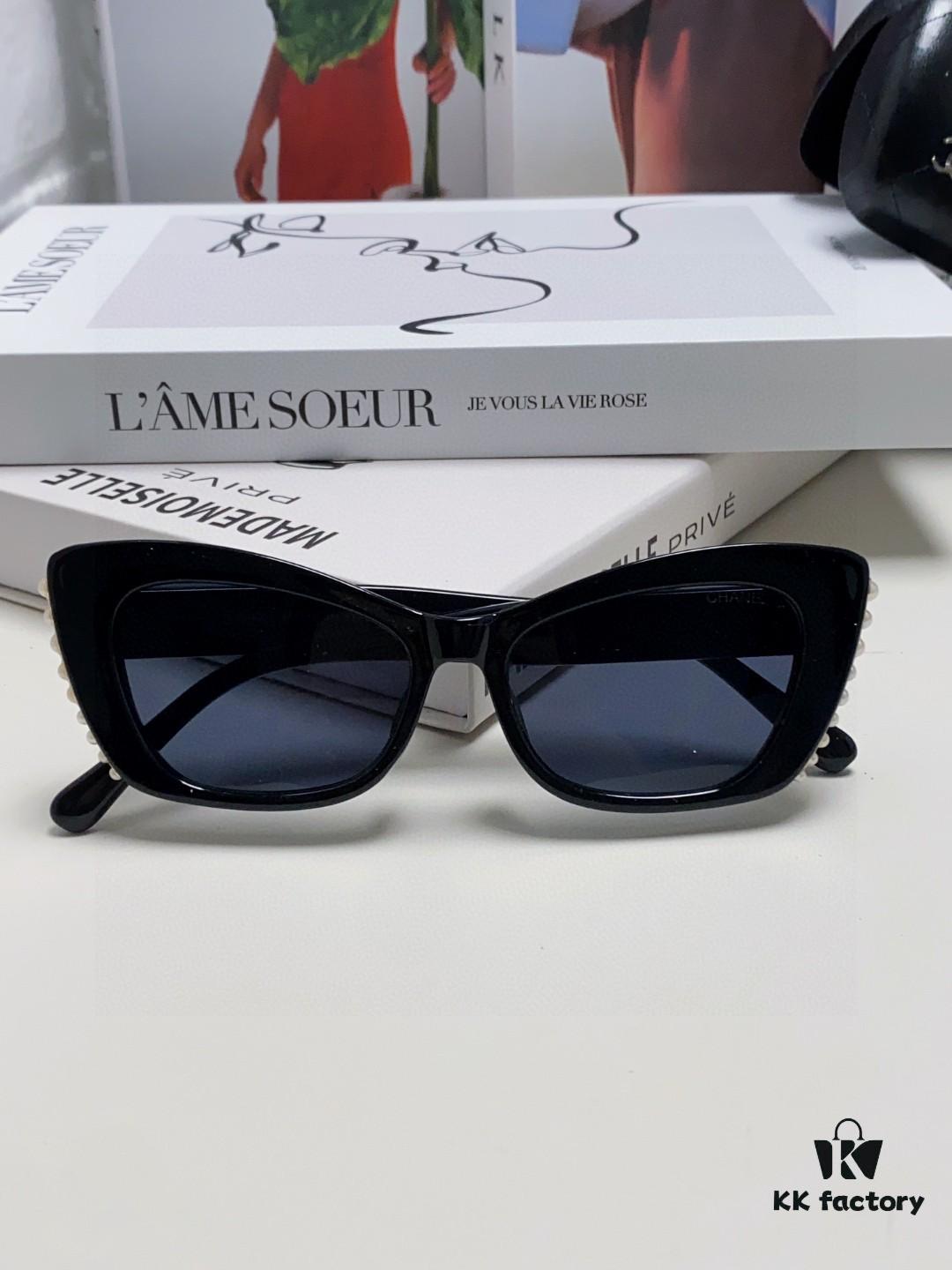 6931f7e43a89a121ed54939a Chanel Natural Light Pink Pearl-Set Frame Trendy Fashion Women's Luxury Square Sunglasses
