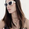 6931f7e43a89a121ed54939e Chanel Natural Light Pink Pearl Inlaid Frame Fashion Luxury Women's Square Sunglasses