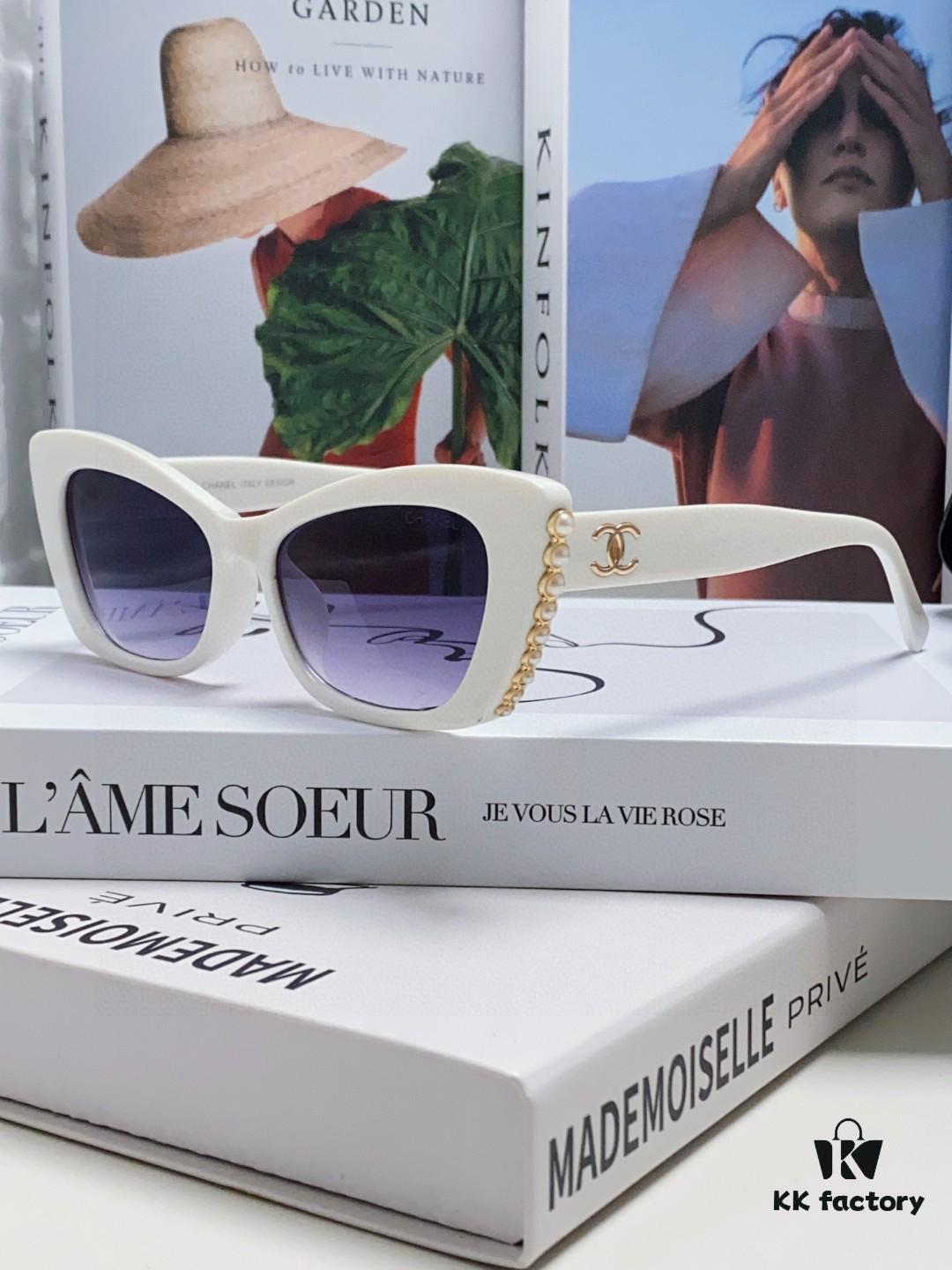 6931f7e43a89a121ed5493a0 Chanel Natural Light Pink Pearl Inlaid Frame Fashion Luxury Women's Square Sunglasses