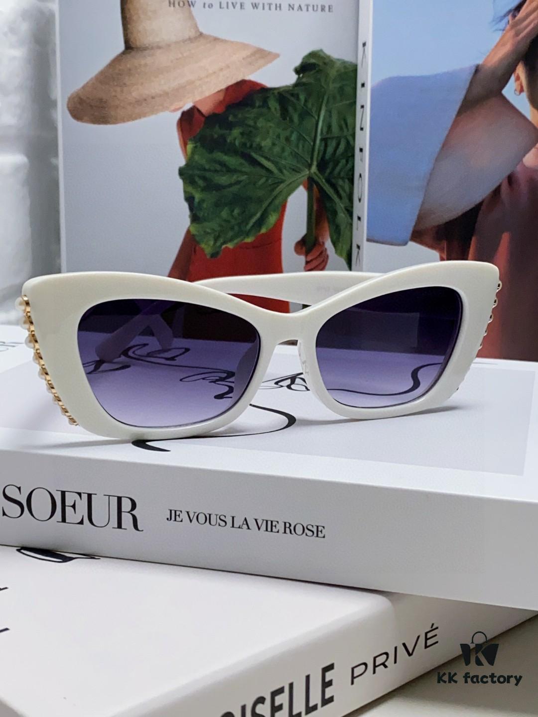 6931f7e43a89a121ed5493a1 Chanel Natural Light Pink Pearl Inlaid Frame Fashion Luxury Women's Square Sunglasses