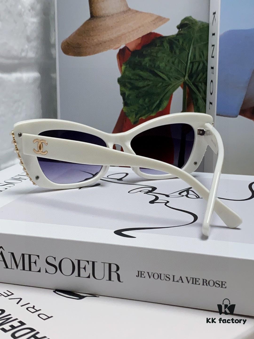 6931f7e43a89a121ed5493a2 Chanel Natural Light Pink Pearl Inlaid Frame Fashion Luxury Women's Square Sunglasses