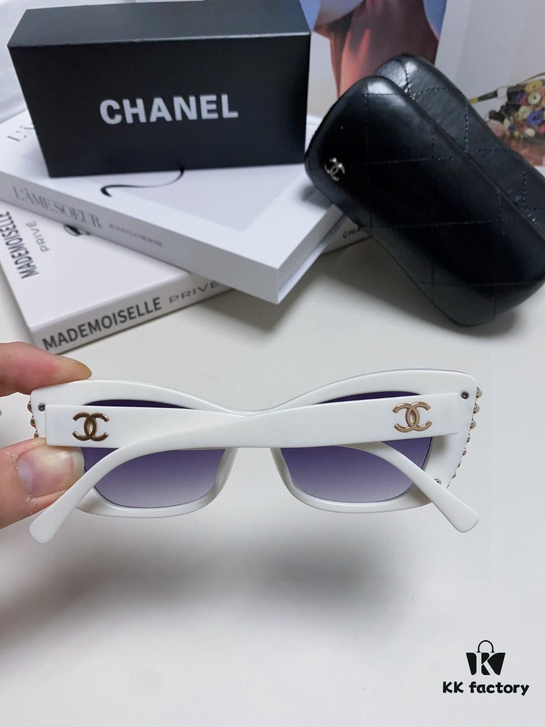 6931f7e43a89a121ed5493a4 Chanel Natural Light Pink Pearl Inlaid Frame Fashion Luxury Women's Square Sunglasses