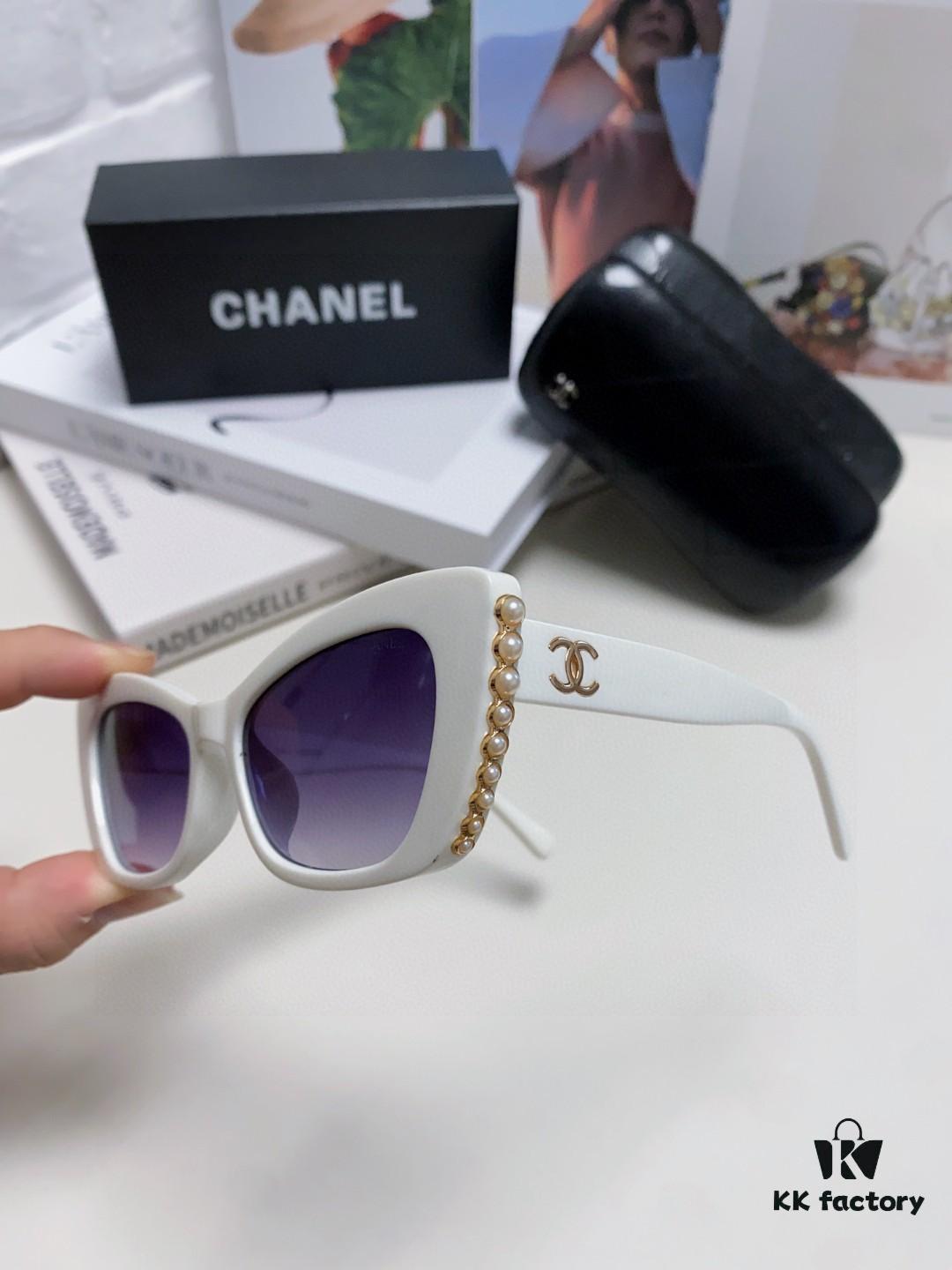 6931f7e43a89a121ed5493a5 Chanel Natural Light Pink Pearl Inlaid Frame Fashion Luxury Women's Square Sunglasses