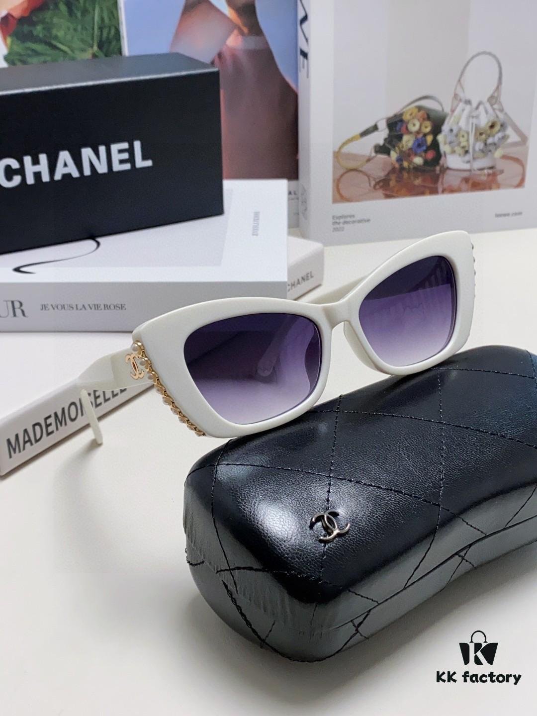 6931f7e43a89a121ed5493a7 Chanel Natural Light Pink Pearl Inlaid Frame Fashion Luxury Women's Square Sunglasses