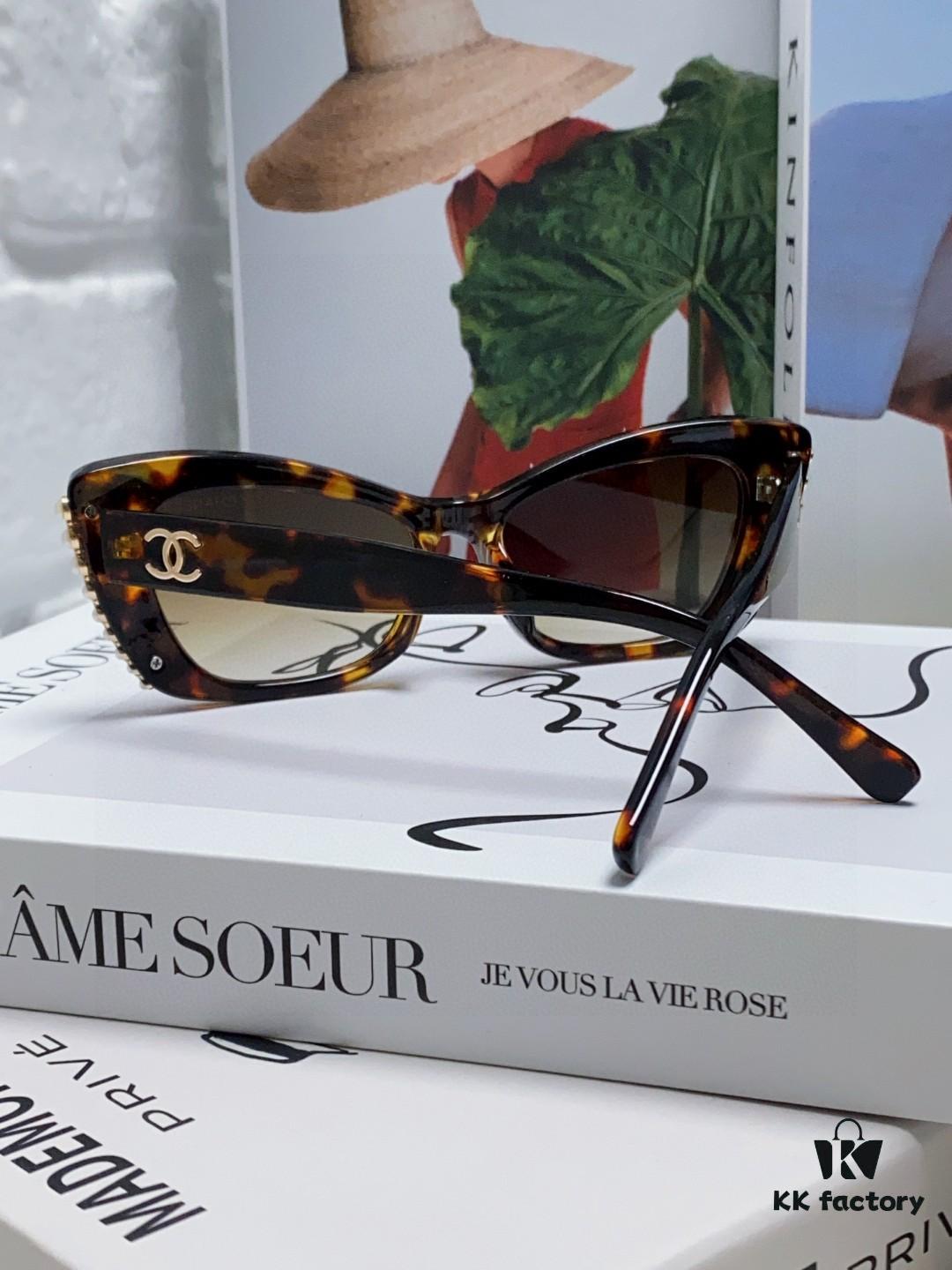 6931f7e53a89a121ed5493ac Chanel Natural Light Pink Pearl Inlaid Frame Fashion Luxury Women's Square Sunglasses