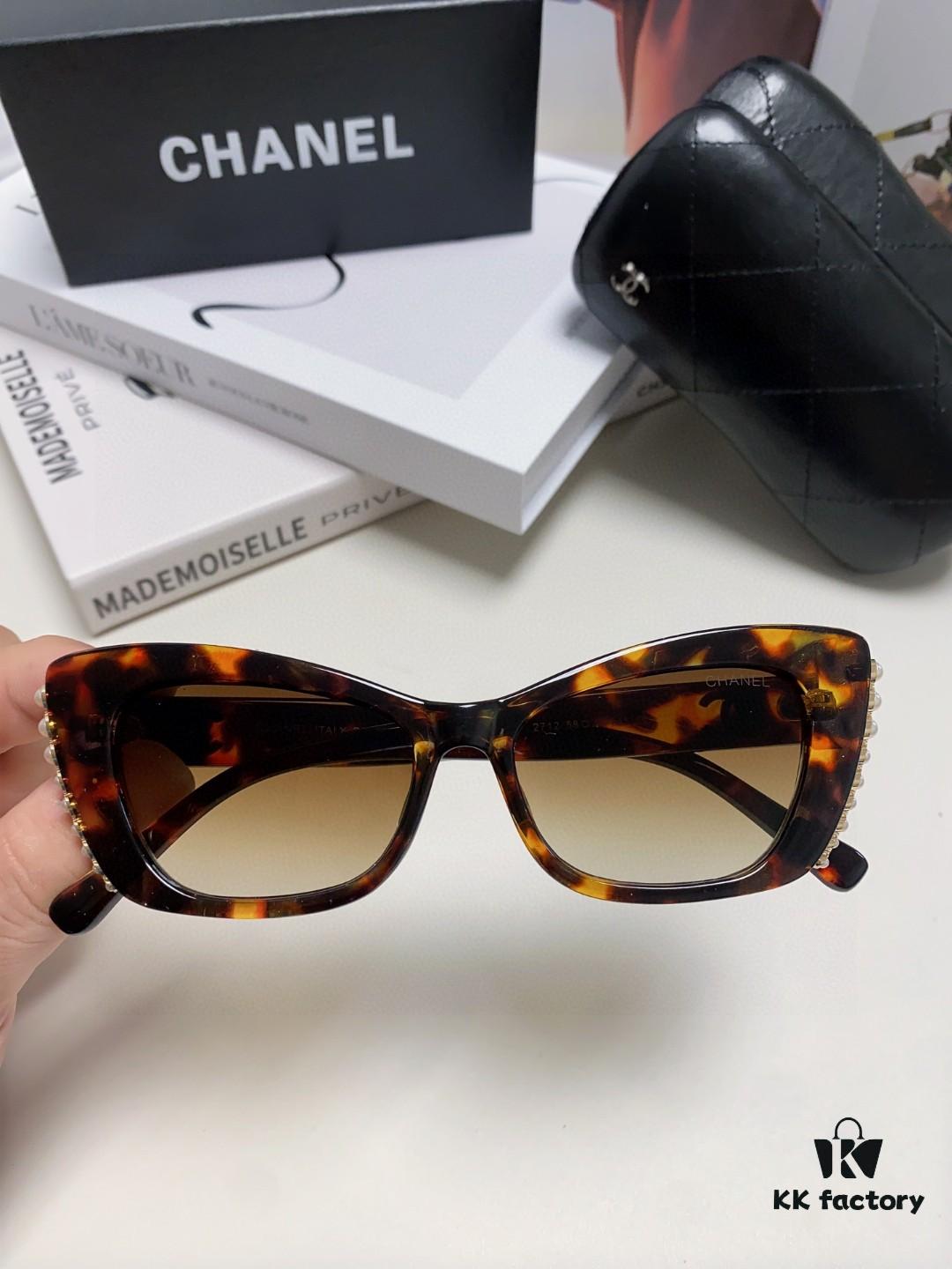 6931f7e53a89a121ed5493ad Chanel Natural Light Pink Pearl Inlaid Frame Fashion Luxury Women's Square Sunglasses