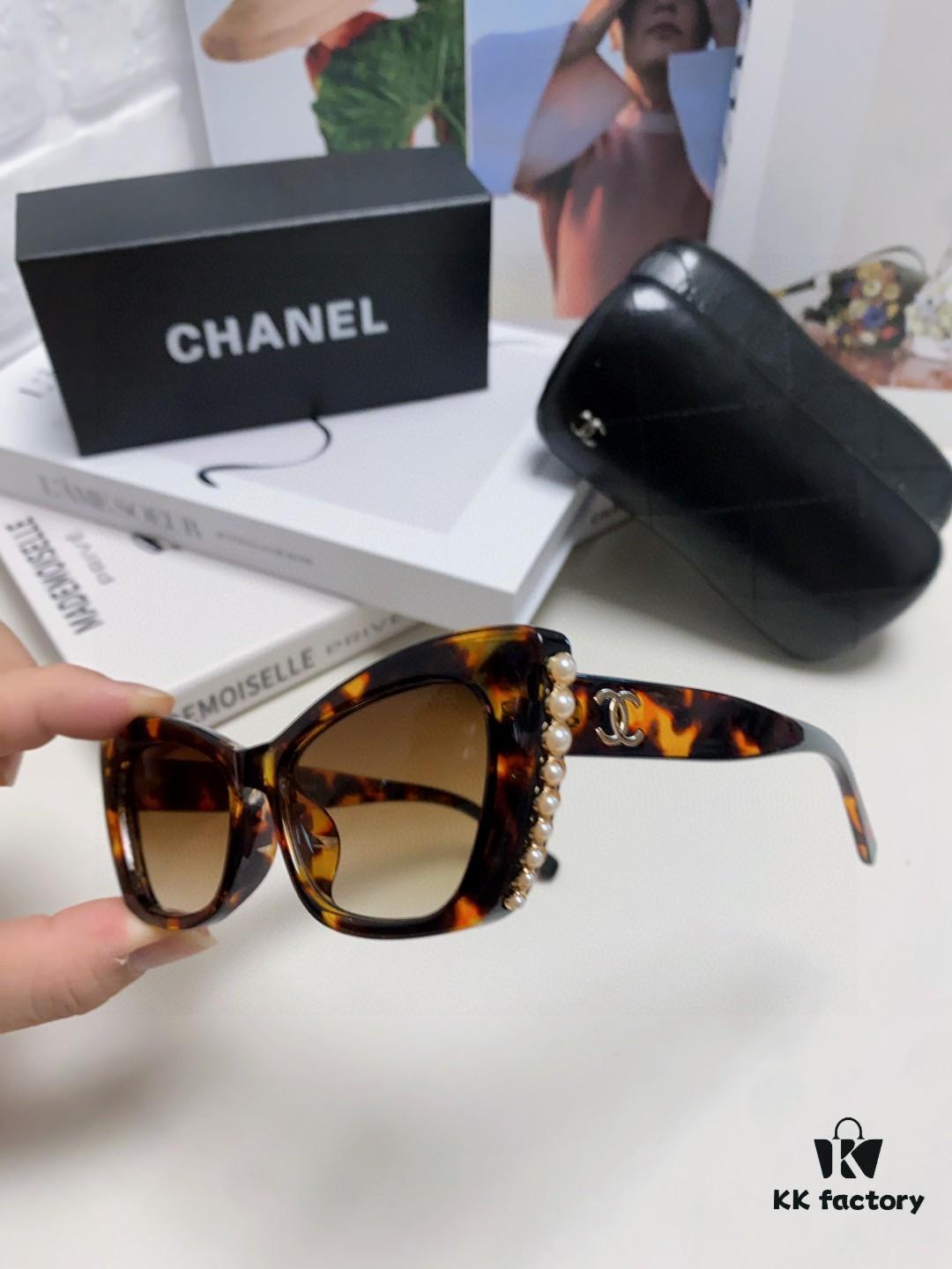 6931f7e53a89a121ed5493af Chanel Natural Light Pink Pearl Inlaid Frame Fashion Luxury Women's Square Sunglasses