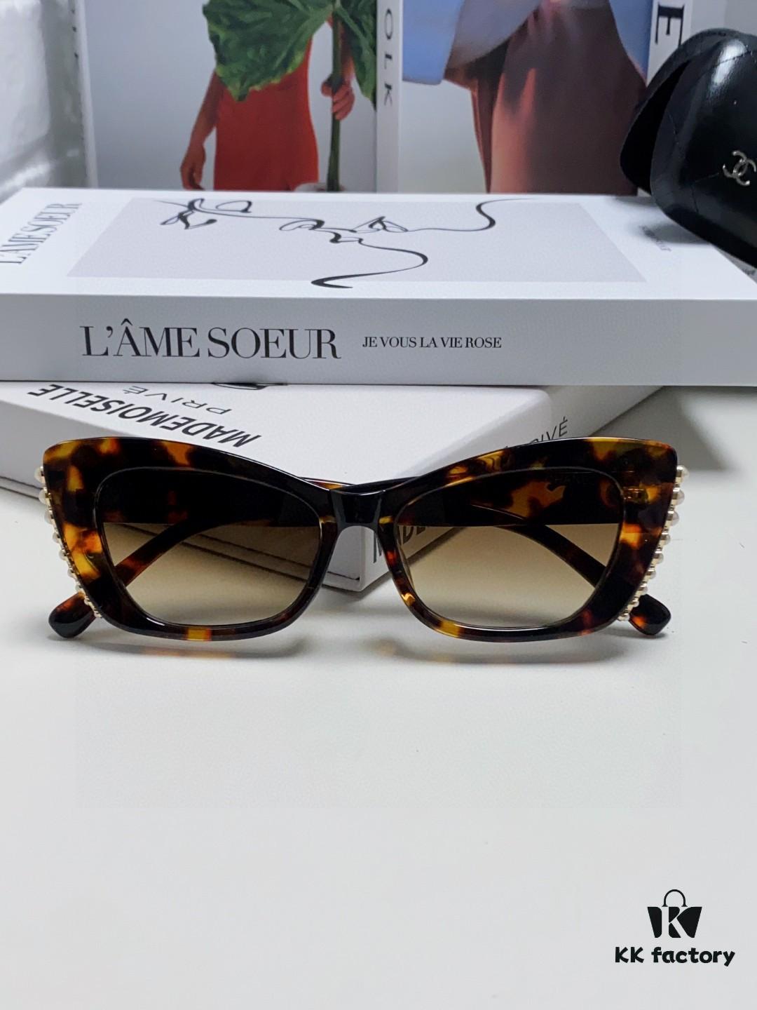 6931f7e53a89a121ed5493b0 Chanel Natural Light Pink Pearl Inlaid Frame Fashion Luxury Women's Square Sunglasses