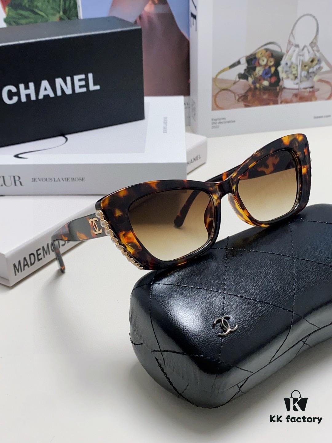 6931f7e53a89a121ed5493b1 Chanel Natural Light Pink Pearl Inlaid Frame Fashion Luxury Women's Square Sunglasses