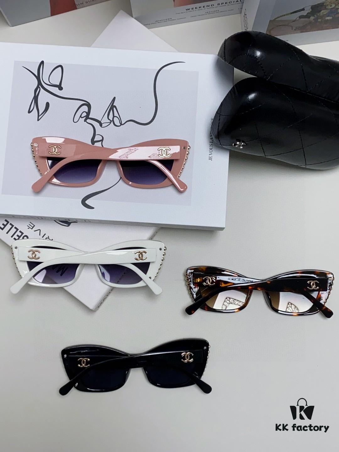 6931f7e53a89a121ed5493b2 Chanel Natural Light Pink Pearl Inlaid Frame Fashion Luxury Women's Square Sunglasses