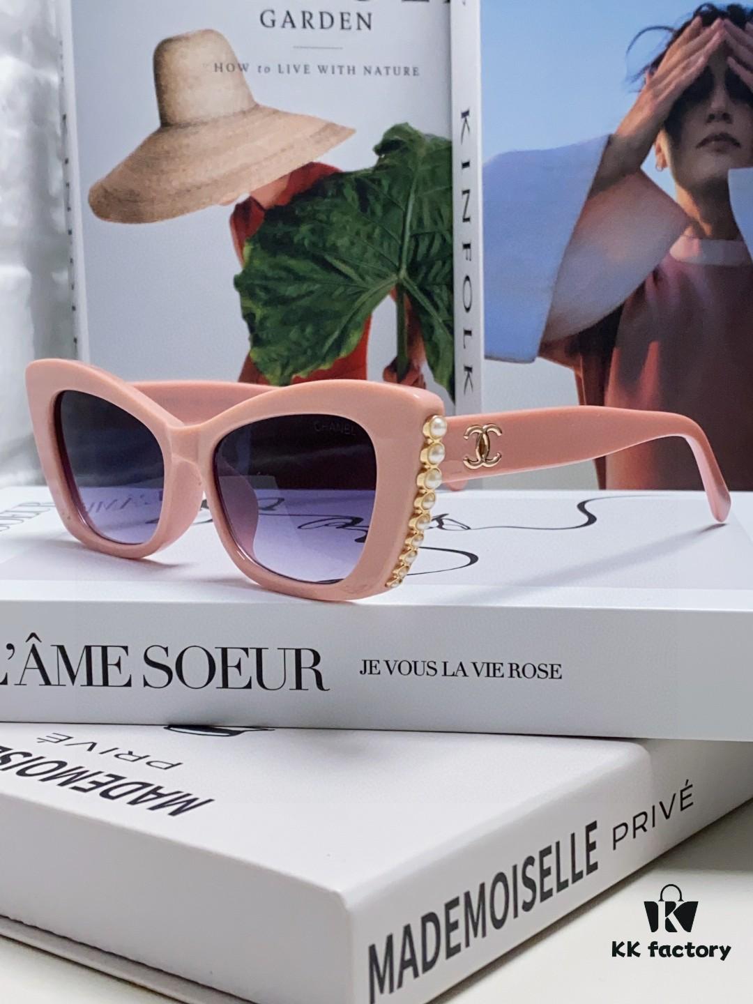 6931f7e53a89a121ed5493b4 Chanel Natural Light Pink Pearl-Embellished Frame Trendy Fashion Women's Luxury Square Sunglasses