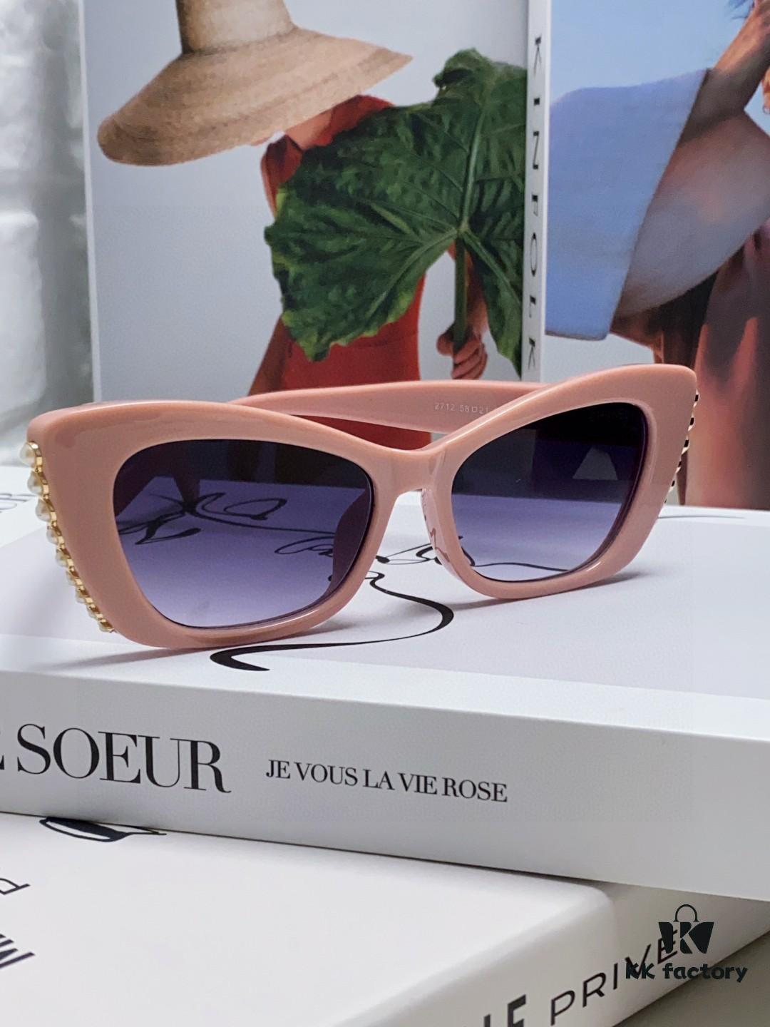 6931f7e53a89a121ed5493b5 Chanel Natural Light Pink Pearl-Embellished Frame Trendy Fashion Women's Luxury Square Sunglasses