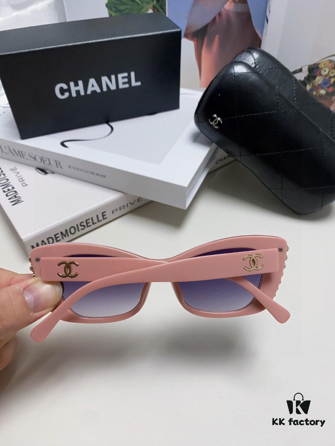 6931f7e63a89a121ed5493b8 Chanel Natural Light Pink Pearl-Embellished Frame Trendy Fashion Women's Luxury Square Sunglasses