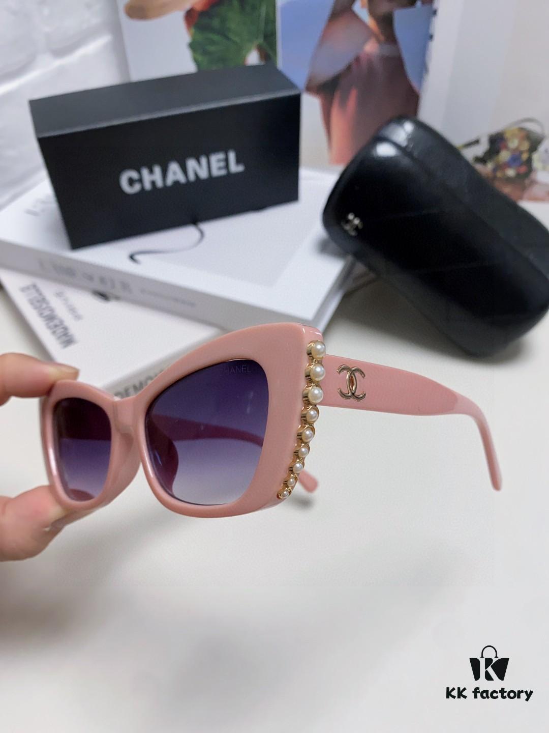 6931f7e63a89a121ed5493b9 Chanel Natural Light Pink Pearl-Embellished Frame Trendy Fashion Women's Luxury Square Sunglasses