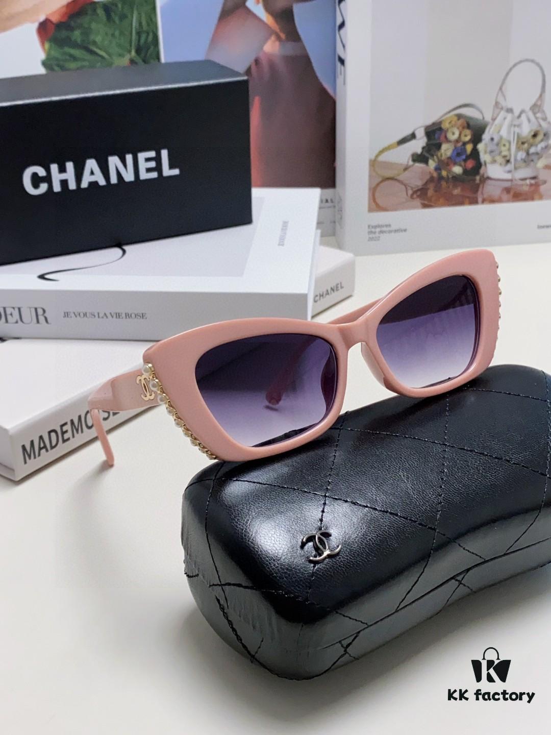 6931f7e63a89a121ed5493bb Chanel Natural Light Pink Pearl-Embellished Frame Trendy Fashion Women's Luxury Square Sunglasses