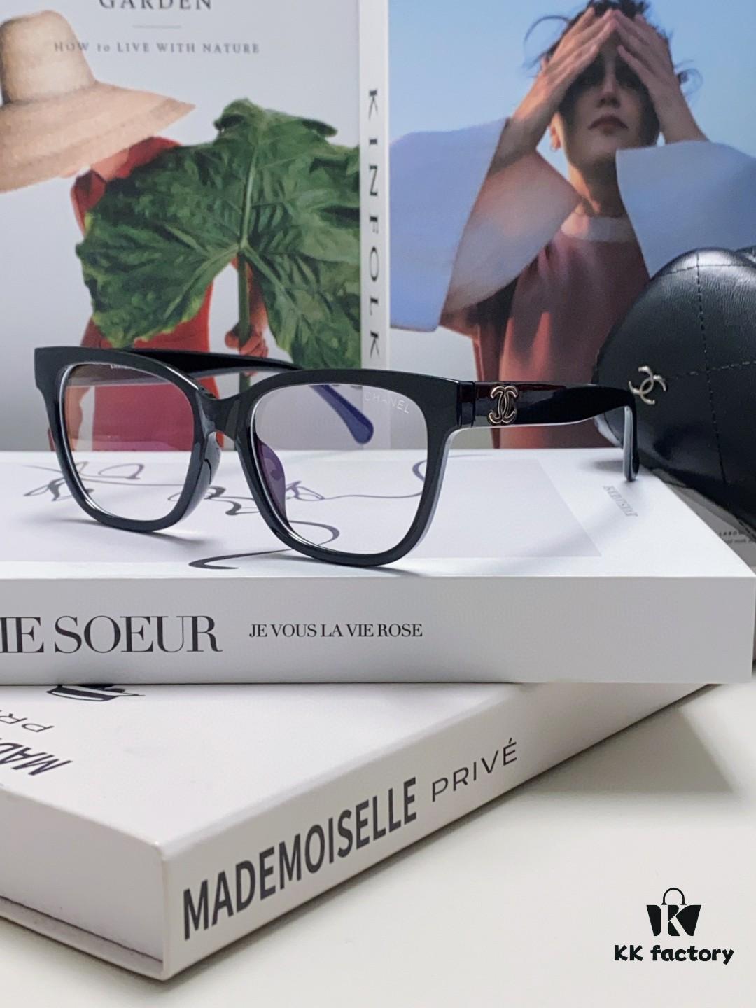 6931f7eb3a89a121ed549406 Chanel 2025 New Celebrity-Inspired Frame-Only Glasses for Women, Blue Light Blocking Square Frame Unisex Eyewear, Panda Color-Block Design Sunglasses