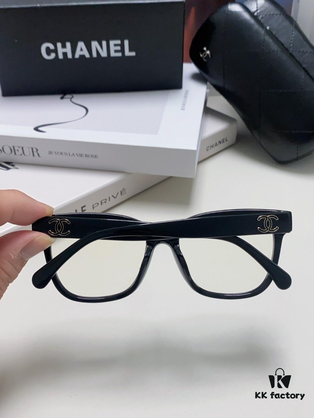 6931f7eb3a89a121ed54940a Chanel 2025 New Celebrity-Inspired Frame-Only Glasses for Women, Blue Light Blocking Square Frame Unisex Eyewear, Panda Color-Block Design Sunglasses