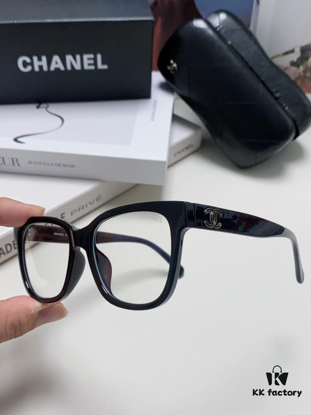 6931f7eb3a89a121ed54940b Chanel 2025 New Celebrity-Inspired Frame-Only Glasses for Women, Blue Light Blocking Square Frame Unisex Eyewear, Panda Color-Block Design Sunglasses