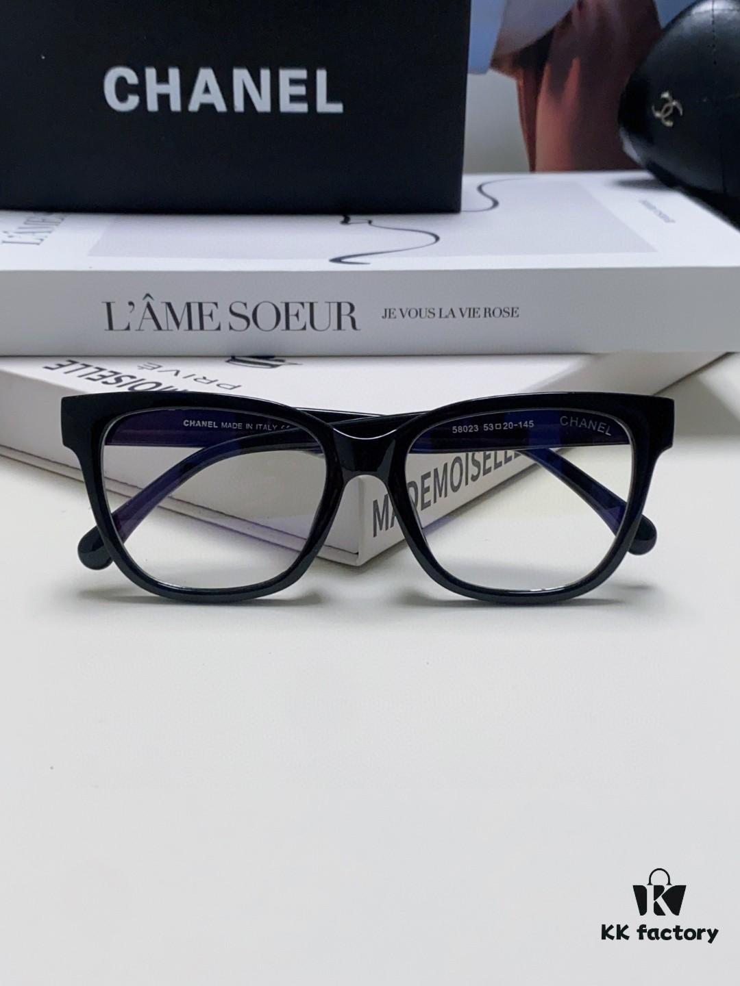 6931f7eb3a89a121ed54940c Chanel 2025 New Celebrity-Inspired Frame-Only Glasses for Women, Blue Light Blocking Square Frame Unisex Eyewear, Panda Color-Block Design Sunglasses
