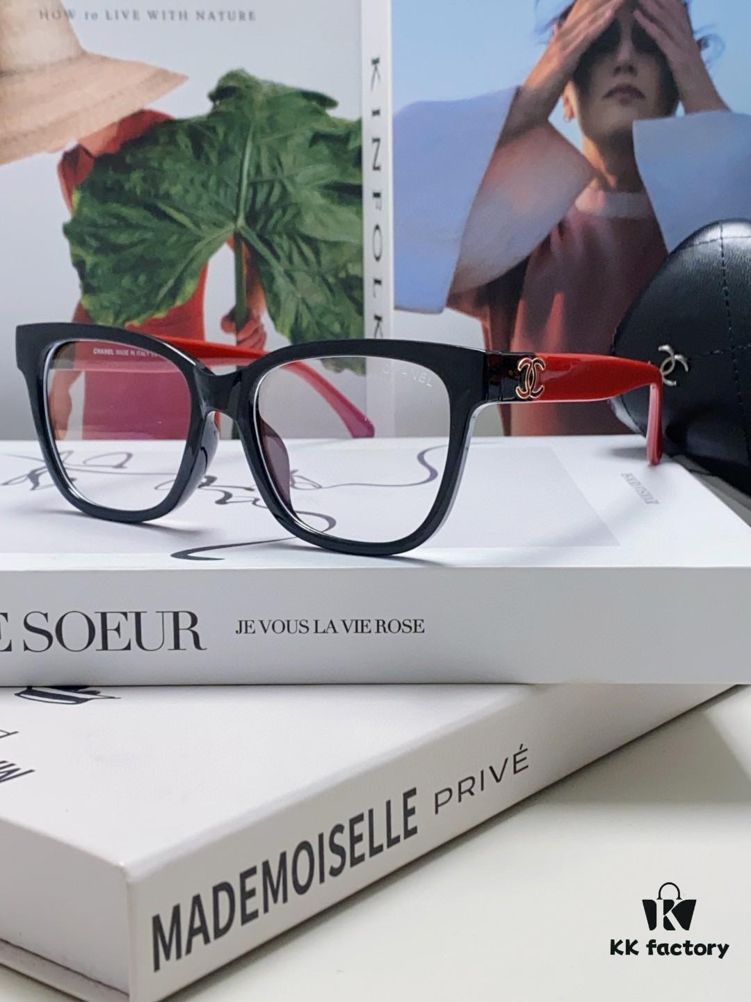 6931f7ec3a89a121ed549411 Chanel 2025 New Celebrity-Inspired Frame-Only Glasses for Women, Blue Light Blocking Square Frame Unisex Eyewear, Panda Color-Block Design Sunglasses